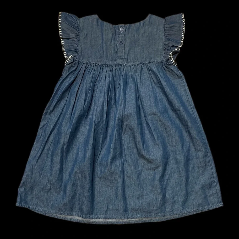 Gap Jean dress baby girl floral western ruffle short sleeve